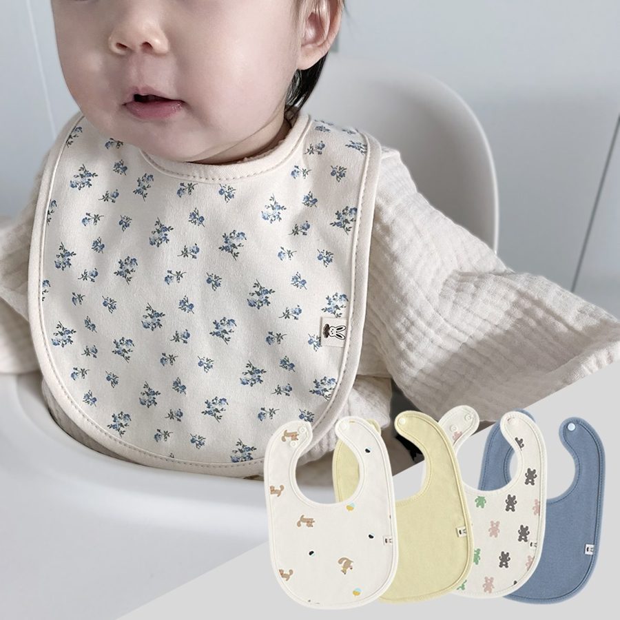 바니블라썸 미세불량 라운드 순면 아기 턱받이 5장 침받이