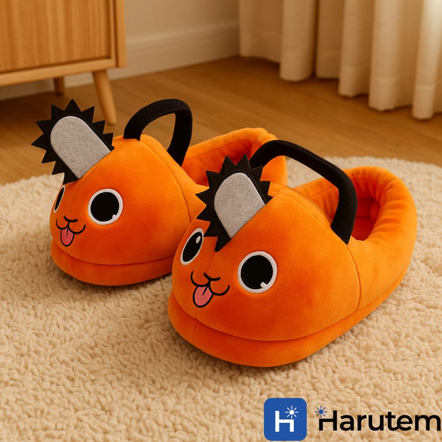 하루템 체인소맨 포치타 털슬리퍼 귀여운 부드러운 털실내화 사무실 남녀공용 굿즈