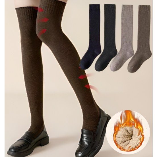 픽고 여성 베이직 고급 니삭스 무릎 양말 4종 세트