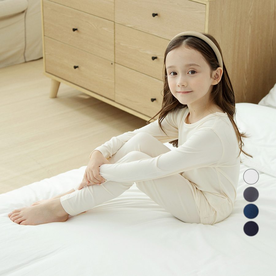 롤리트리 아동용 소프트 피치 웜 솔리드 실내복